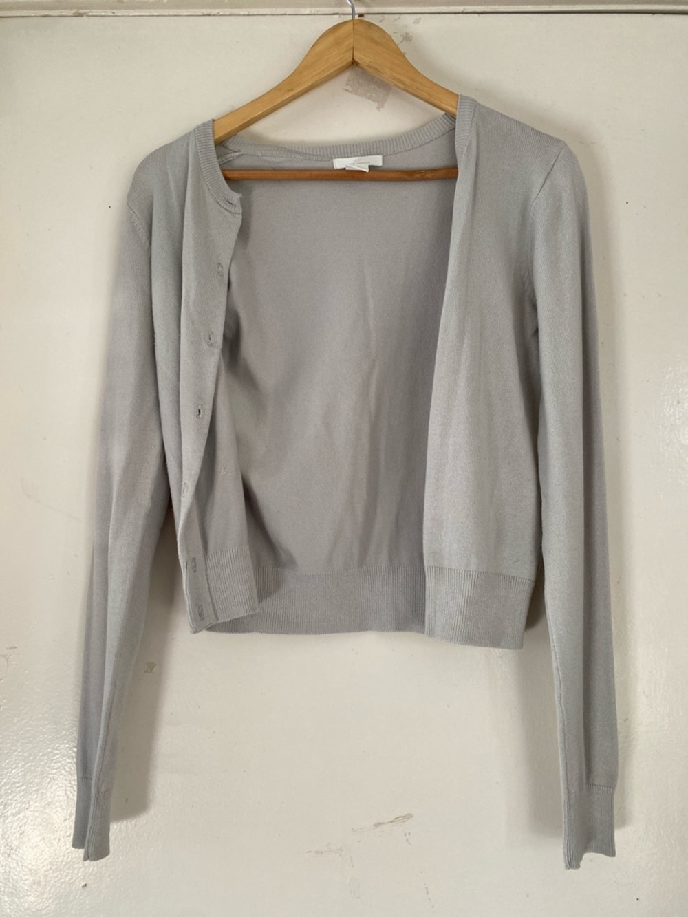 H&M Light Gray Women's Button-Front Crewneck Cardigan